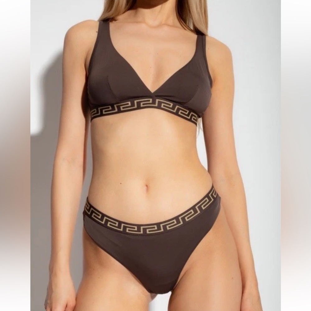 NWT Versace Greca waistband thong Only No bra